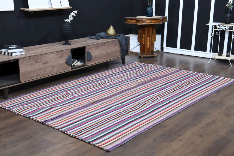 Colorful Flatweave Striped Rug