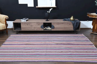 Colorful Flatweave Striped Rug - Thumbnail