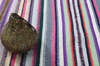 Colorful Flatweave Striped Rug - Thumbnail