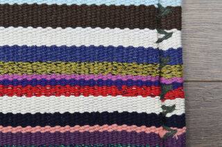 Colorful Flatweave Striped Rug - Thumbnail