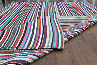 Colorful Flatweave Striped Rug - Thumbnail