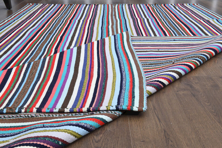 Colorful Flatweave Striped Rug