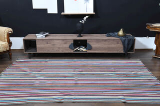 Colorful Flatweave Striped Rug - Thumbnail