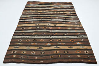 Turkish Vintage Brown Rug - Thumbnail