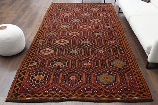 Flatweave Handmade Vintage Rug - Thumbnail