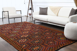 Flatweave Handmade Vintage Rug - Thumbnail