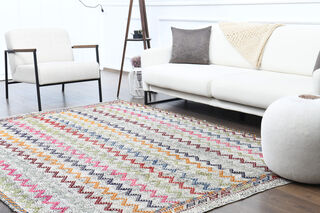 Zig-Zag Flatweave Vintage Area Rug - Thumbnail