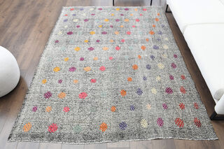 Turkish Vintage Gray Area Kilim - Thumbnail