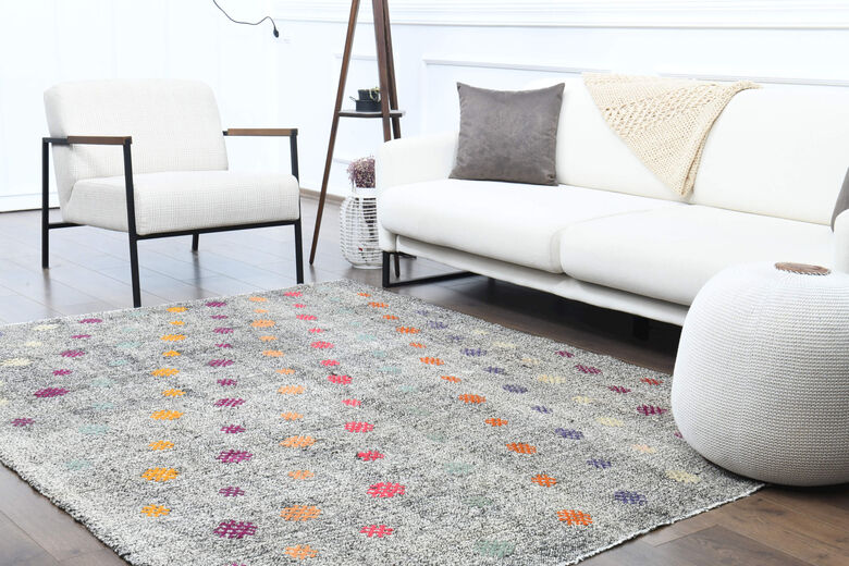 Turkish Vintage Gray Area Kilim