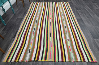 Turkish Vintage Striped Rug - Thumbnail