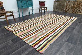 Turkish Vintage Striped Rug - Thumbnail