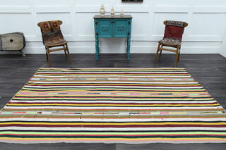 Turkish Vintage Striped Rug - Thumbnail