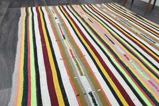 Turkish Vintage Striped Rug - Thumbnail