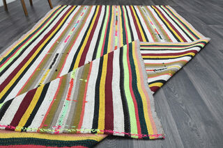 Turkish Vintage Striped Rug - Thumbnail