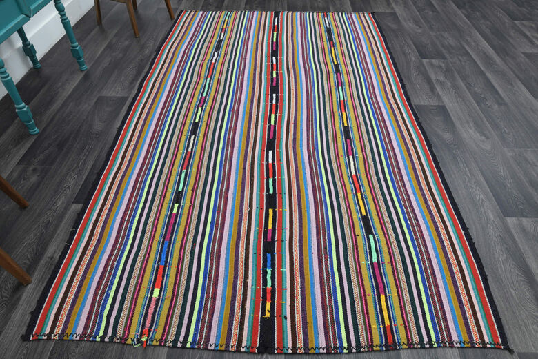 Vintage Turkish Striped Rug