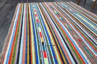 Turkish Vintage Striped Kilim Rug - Thumbnail