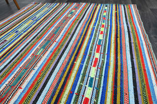 Turkish Vintage Striped Kilim Rug - Thumbnail