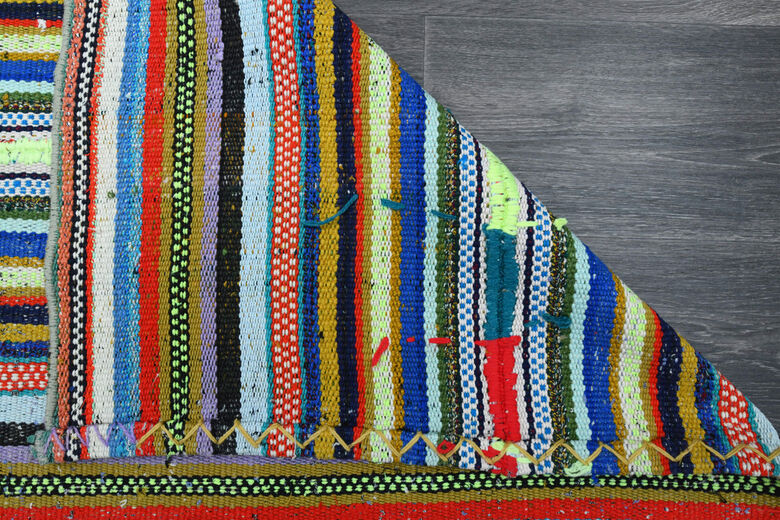 Turkish Vintage Striped Kilim Rug