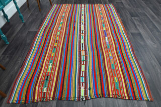 Striped Turkish Kilim Rug - Thumbnail