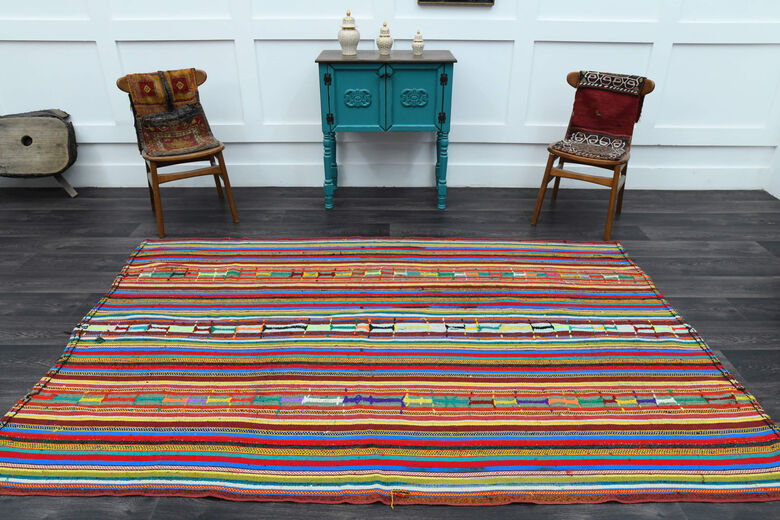 Striped Turkish Kilim Rug