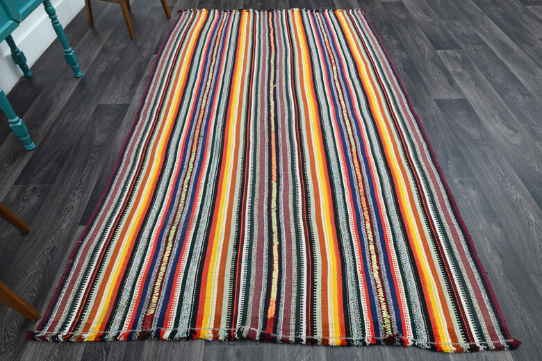 Turkish Vintage Striped Carpet