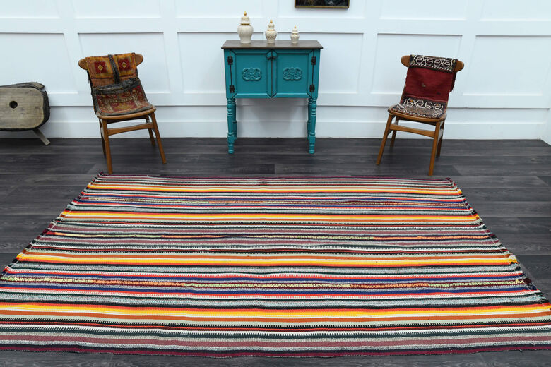 Turkish Vintage Striped Carpet