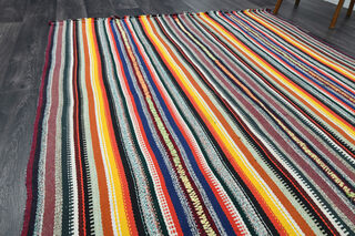 Turkish Vintage Striped Carpet - Thumbnail