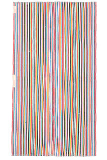 Turkish Vintage Area Striped Rug - Thumbnail