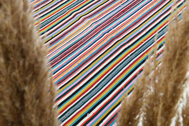 Turkish Vintage Area Striped Rug