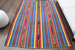 Turkish Colorful Striped Rug - Thumbnail