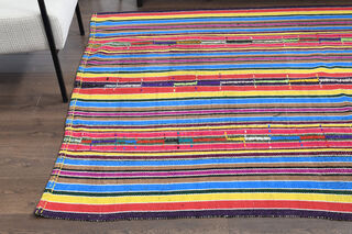 Turkish Colorful Striped Rug - Thumbnail