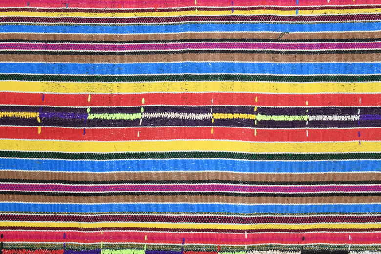 Turkish Colorful Striped Rug