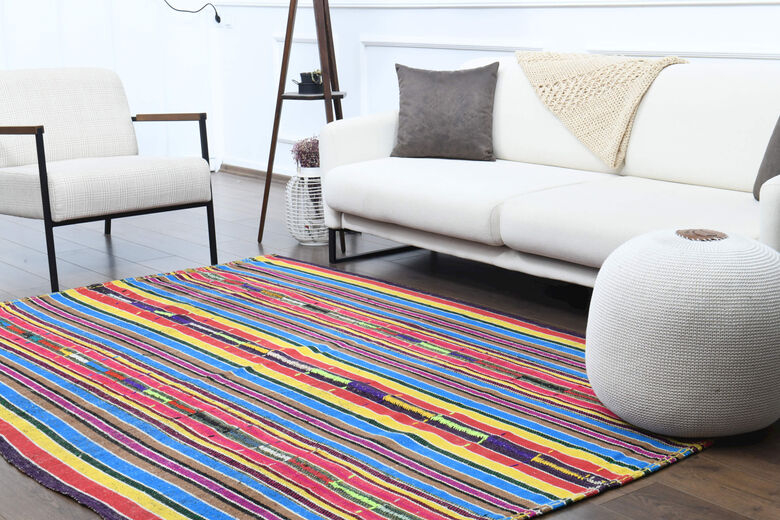 Turkish Colorful Striped Rug