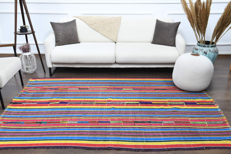 Turkish Colorful Striped Rug