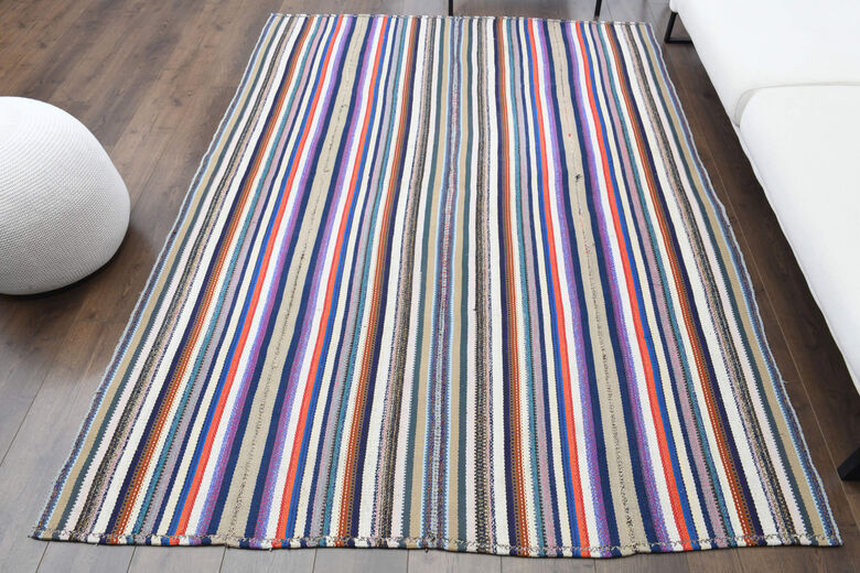 Turkish Vintage Area Striped Rug