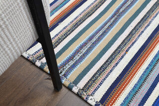 Turkish Vintage Area Striped Rug - Thumbnail