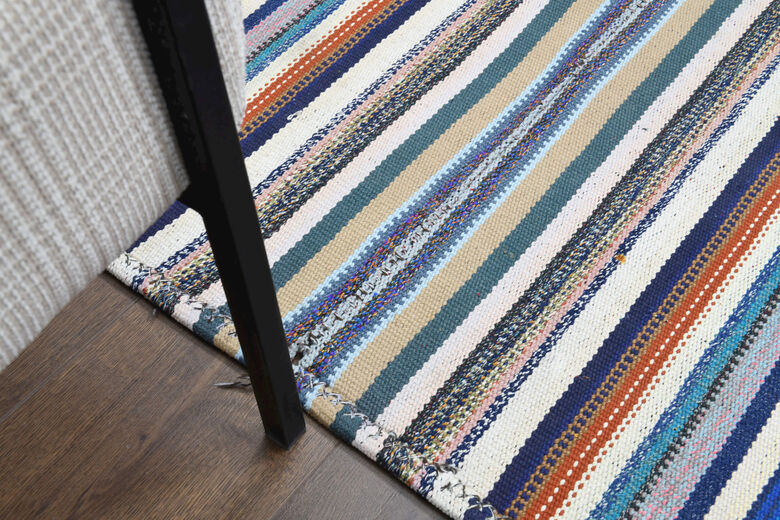 Turkish Vintage Area Striped Rug