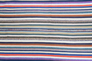 Turkish Vintage Area Striped Rug - Thumbnail