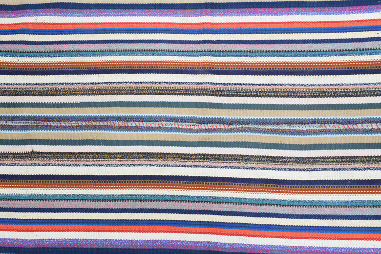 Turkish Vintage Area Striped Rug
