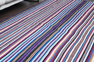 Turkish Vintage Striped Rug - Thumbnail