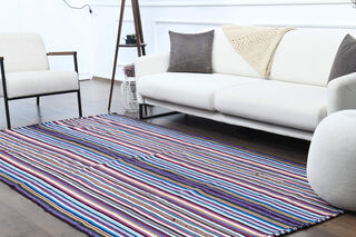 Turkish Vintage Striped Rug - Thumbnail