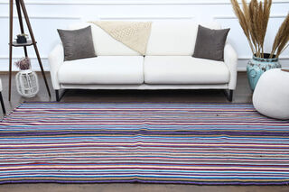 Turkish Vintage Striped Rug - Thumbnail