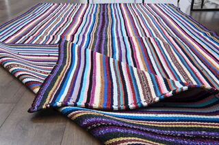 Turkish Vintage Striped Rug - Thumbnail