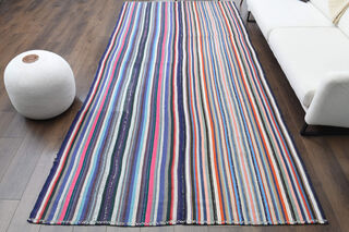 Turkish Vintage Striped Rug - Thumbnail