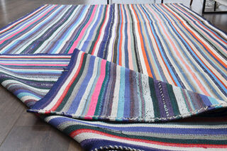 Turkish Vintage Striped Rug - Thumbnail