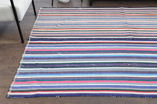 Turkish Vintage Striped Rug - Thumbnail