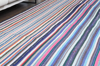 Turkish Vintage Striped Rug - Thumbnail