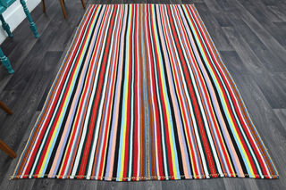 Turkish Striped Flatweave Area Rug - Thumbnail