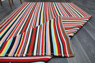 Turkish Striped Flatweave Area Rug - Thumbnail