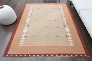 Bordered Vintage Area Rug - Thumbnail